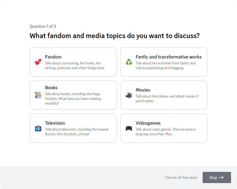 Discord onboarding questions