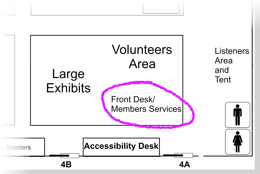 Map of Hall 4 with the Information Desk circled