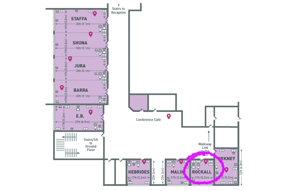 Map of the Crowne Plaza with Rockhall circled